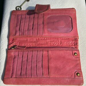Fossil Snap Wallet in Rose Pink